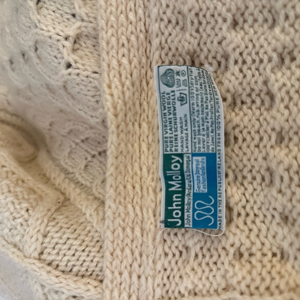 Vintage John Molloy Wool Chunky Cream Cable Knit Cardigan with Oversized Fit - Picture 9 of 12